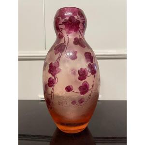 Legras - Large Art Nouveau Ruby Series Vase H: 35 Cm